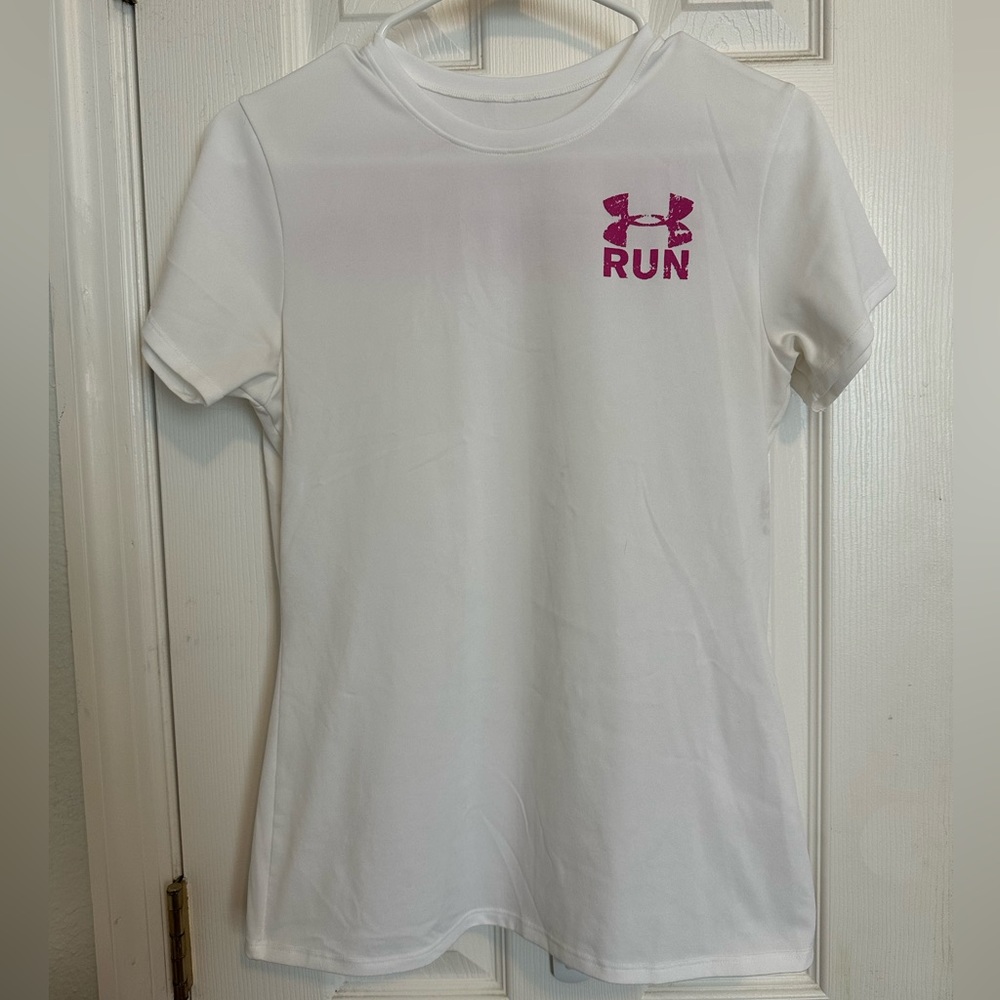 S Under Armour White Dry Fit Tee
